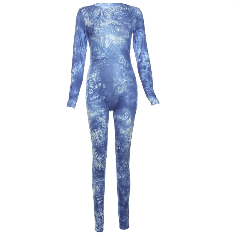 Jumpsuits- Cloud Tie-Dye Jumpsuit Women Full Unitard- - IndioGear Women Clothing