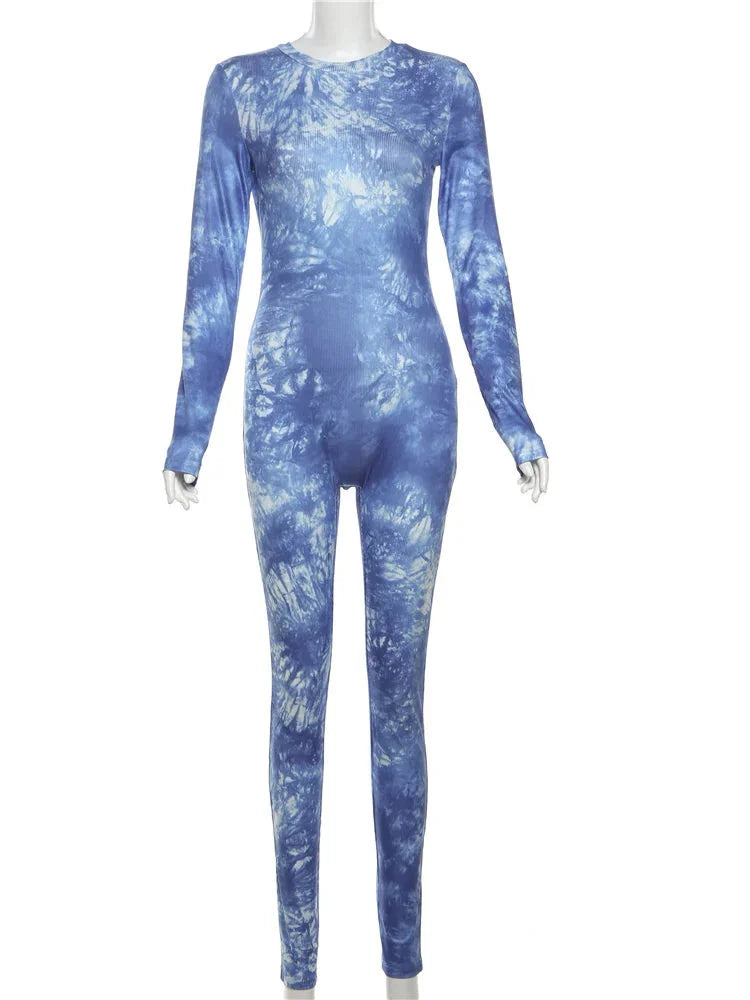 Jumpsuits- Cloud Tie-Dye Jumpsuit Women Full Unitard- - IndioGear Women Clothing