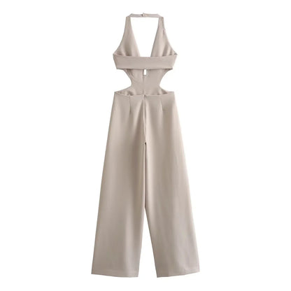 Jumpsuits - Cutout Wide-Leg Party Jumpsuit