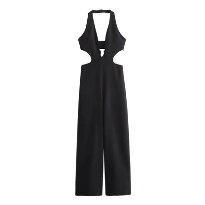 Jumpsuits - Cutout Wide-Leg Party Jumpsuit