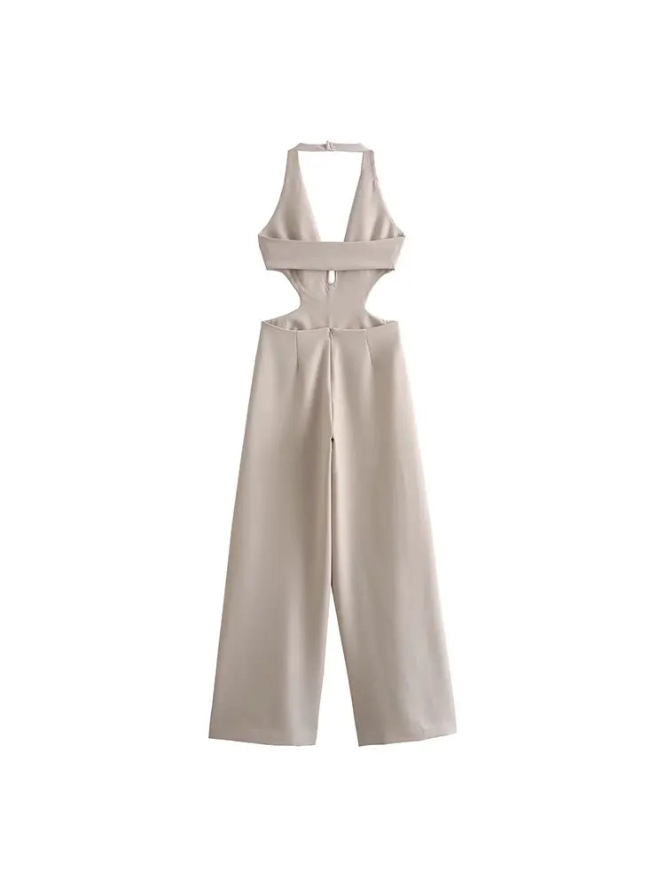 Jumpsuits - Cutout Wide-Leg Party Jumpsuit