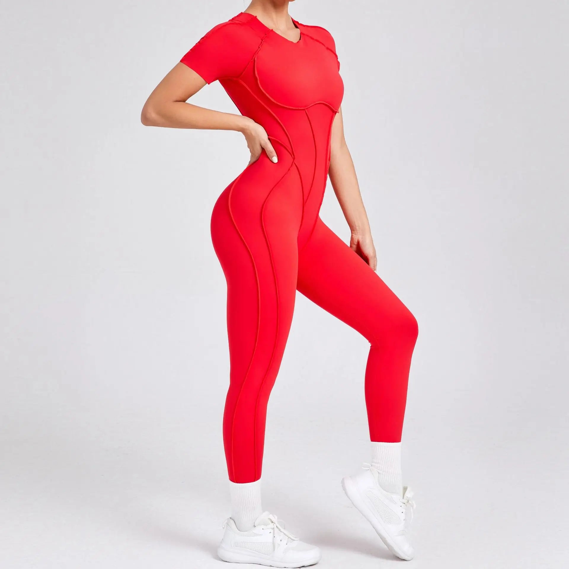 Jumpsuits- Gym Backless Jumpsuit Full-Length Sporty Pantsuits- - IndioGear Women Clothing