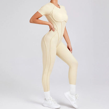 Jumpsuits- Gym Backless Jumpsuit Full-Length Sporty Pantsuits- - IndioGear Women Clothing