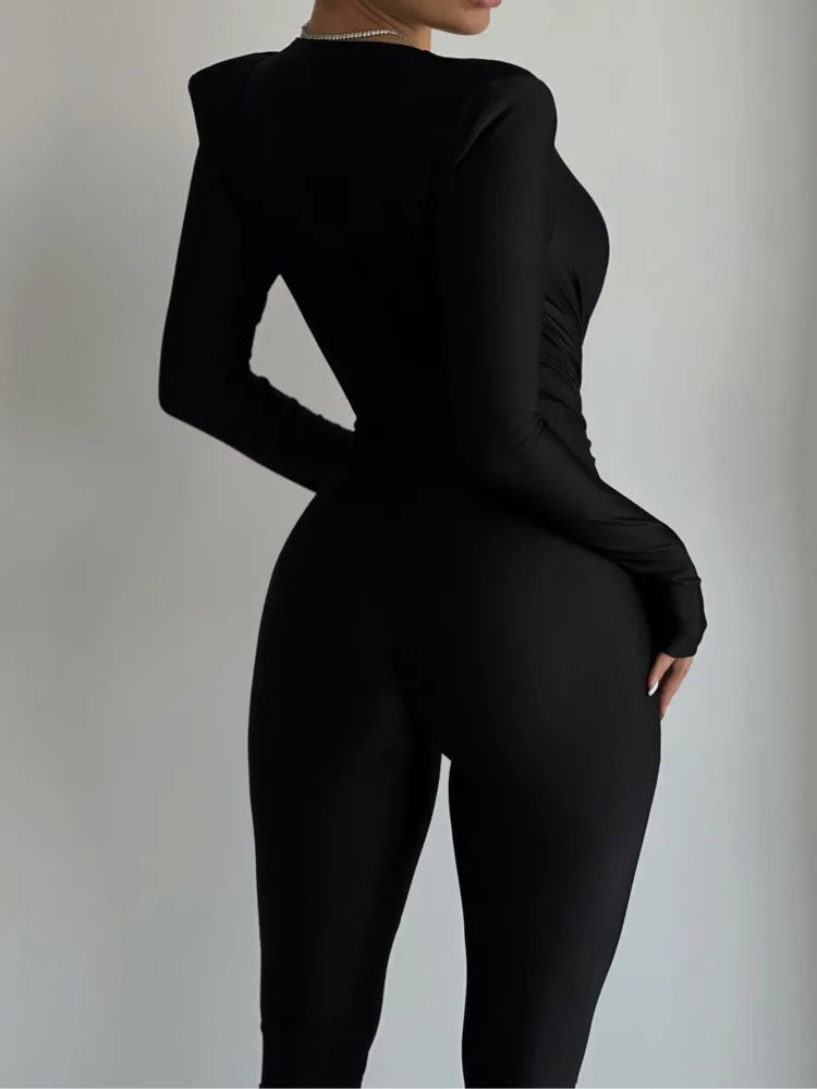 Jumpsuits- Tailored Black Event Jumpsuit Pencil Pantsuits- - IndioGear Women Clothing