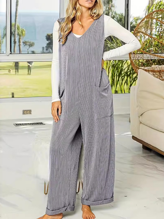 Jumpsuits- Sleek Grey Jumpsuit Essential Playsuit for Women- Silver grey- IndioGear.com