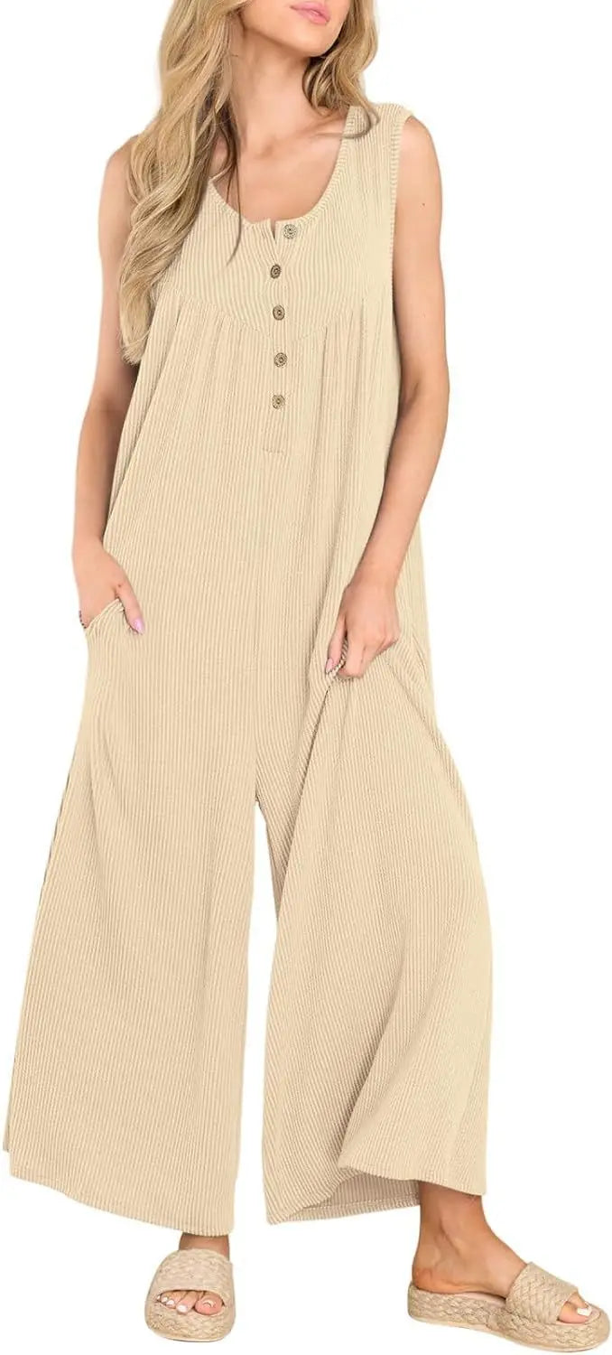 Jumpsuits- Women Textured Relaxed Fit Jumpsuit for Loungewear- - Chuzko Women Clothing