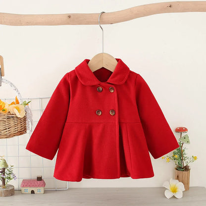 Kids Coats- Baby Girl Fleece Peter Pan Coat Toddler Winter Outerwear- Red- IndioGear Women Clothing