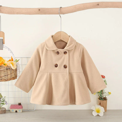 Kids Coats- Baby Girl Fleece Peter Pan Coat Toddler Winter Outerwear- Khaki- IndioGear Women Clothing