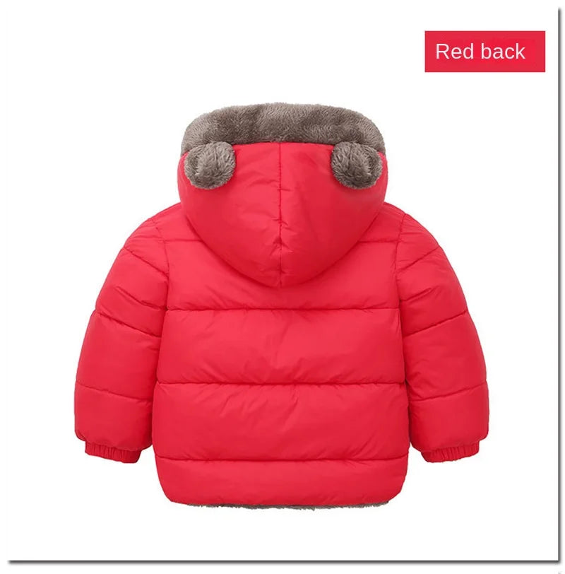 Kids Coats- Plush Ear Puffer Jacket Bear Hooded Outerwear for Kids- - IndioGear Women Clothing