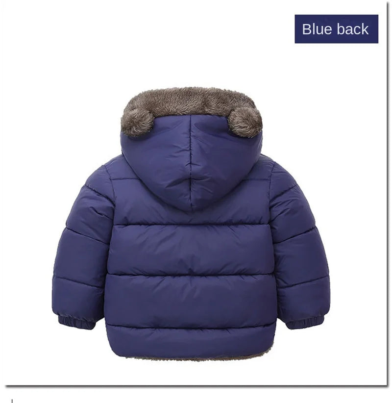 Kids Coats- Plush Ear Puffer Jacket Bear Hooded Outerwear for Kids- - IndioGear Women Clothing