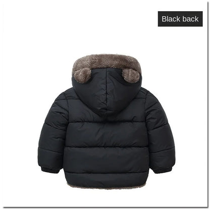 Kids Coats- Plush Ear Puffer Jacket Bear Hooded Outerwear for Kids- - IndioGear Women Clothing