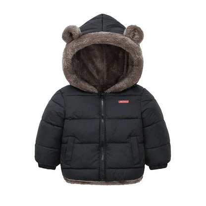 Kids Coats- Plush Ear Puffer Jacket Bear Hooded Outerwear for Kids- - IndioGear Women Clothing