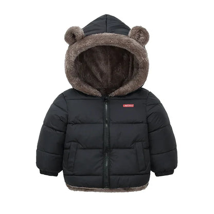 Kids Coats- Plush Ear Puffer Jacket Bear Hooded Outerwear for Kids- - IndioGear Women Clothing