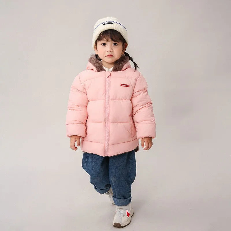 Kids Coats- Plush Ear Puffer Jacket Bear Hooded Outerwear for Kids- - IndioGear Women Clothing