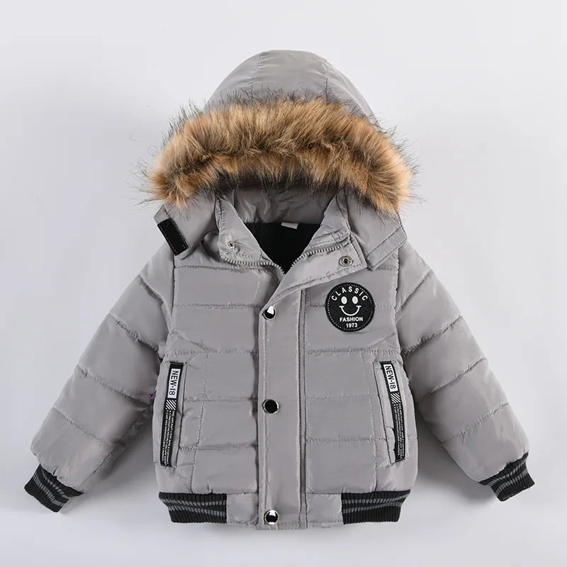 Kids Coats- Winter Hooded Puffer Coat - Kids' Parka Jacket- Gray- IndioGear Women Clothing