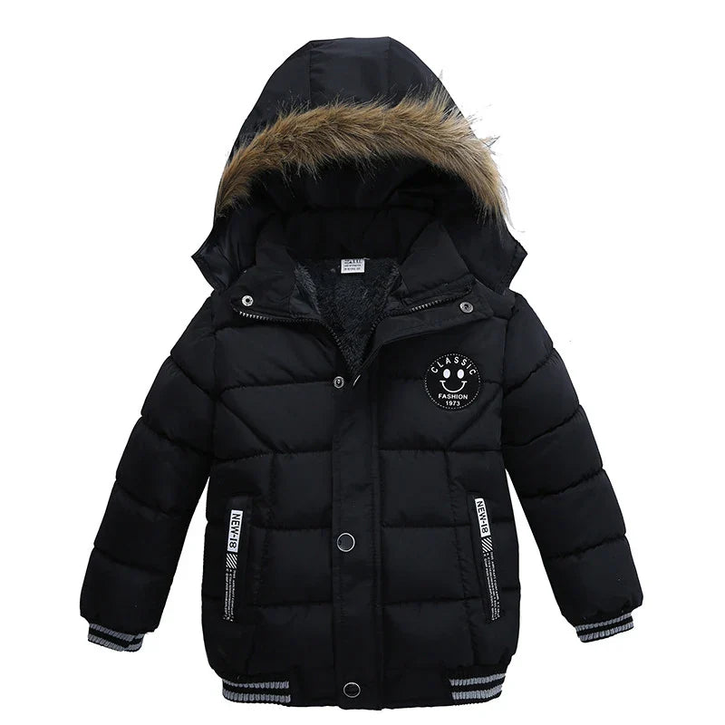 Kids Coats- Winter Hooded Puffer Coat - Kids' Parka Jacket- Black- IndioGear Women Clothing