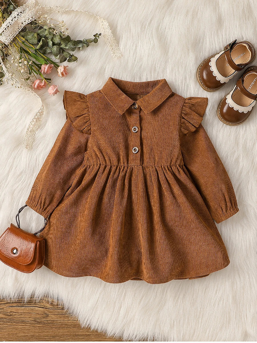 Kids Dresses- Autumn Toddler Corduroy Dress for Birthday parties- - IndioGear Women Clothing