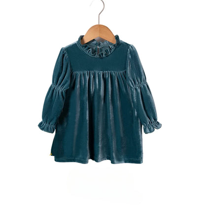 Kids Dresses- Toddler Velvet Holiday Dress 9 months to 5 years- green- IndioGear Women Clothing