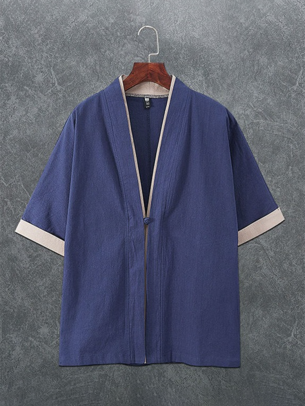 Kimono Shirt- Men's Linen Blend Kimono Shirt - Perfect for Summer Evenings- Champlain color- IndioGear.com