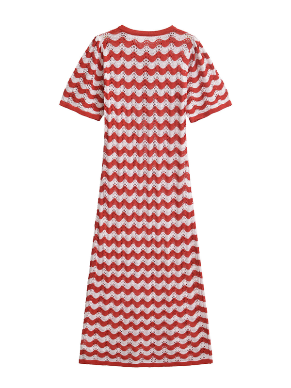 Knit Dresses- Zigzag Crochet Midi Dress- - IndioGear.com