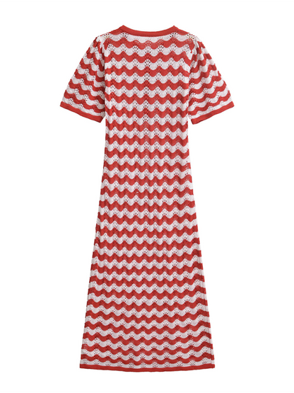 Knit Dresses- Zigzag Crochet Midi Dress- - IndioGear.com