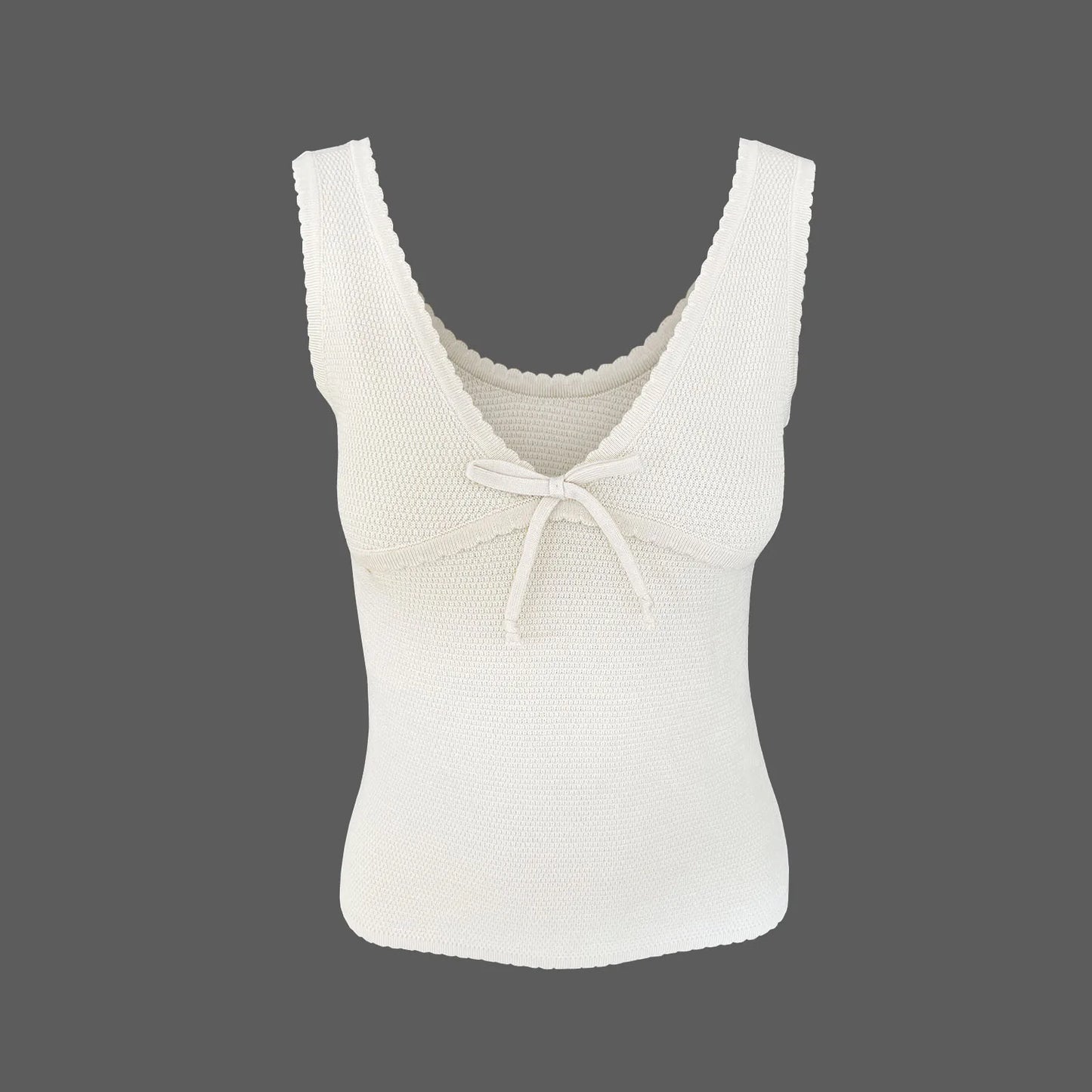 Knit Tops- Dual-Tone Knitwear Sleeveless Tie Knit Top- - IndioGear Women Clothing