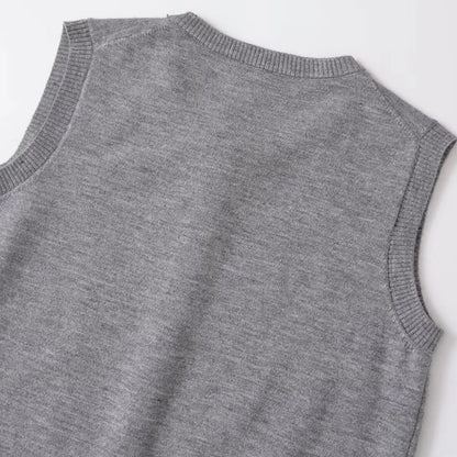 Knit Tops- Heathered Gray Top Sleeveless Sweater for Coffee Dates- - IndioGear Women Clothing