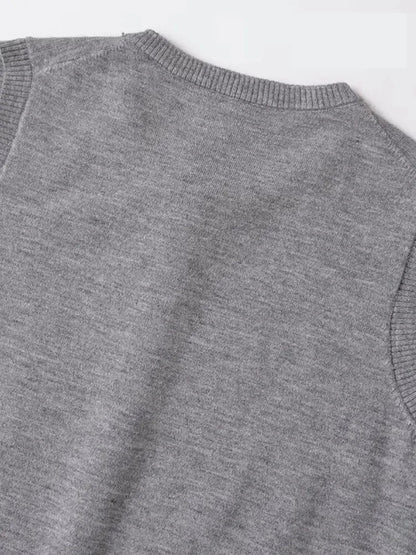 Knit Tops- Heathered Gray Top Sleeveless Sweater for Coffee Dates- - IndioGear Women Clothing