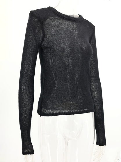 Knit Tops- Open Knitting Fitted Sweater Top for Versatile Looks- - IndioGear.com