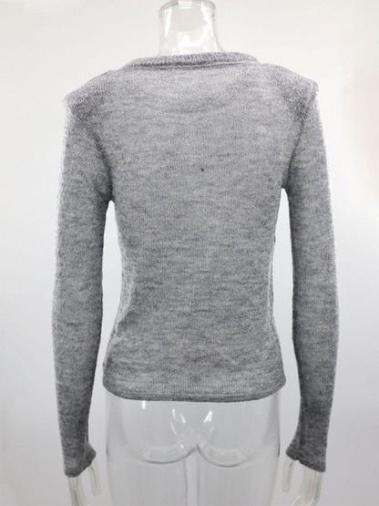 Knit Tops- Open Knitting Fitted Sweater Top for Versatile Looks- - IndioGear.com