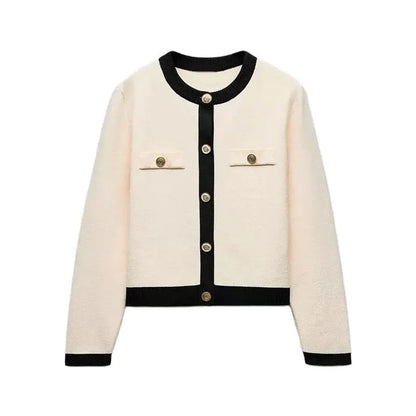 Knitted Jackets- Elegant Knitted Topper Knit Jacket- Beige- IndioGear.com