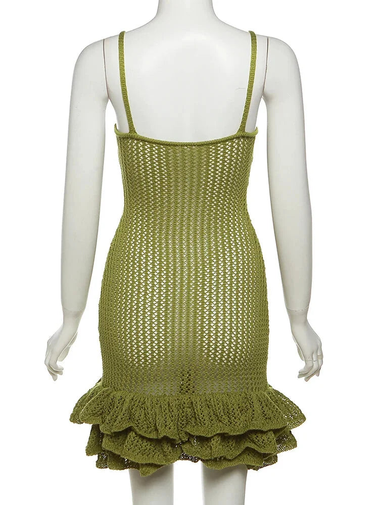 Knitting Dresses- V-Neck Cover-Up Dress for Beach Getaways- - IndioGear.com