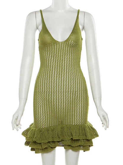 Knitting Dresses- V-Neck Cover-Up Dress for Beach Getaways- - IndioGear.com