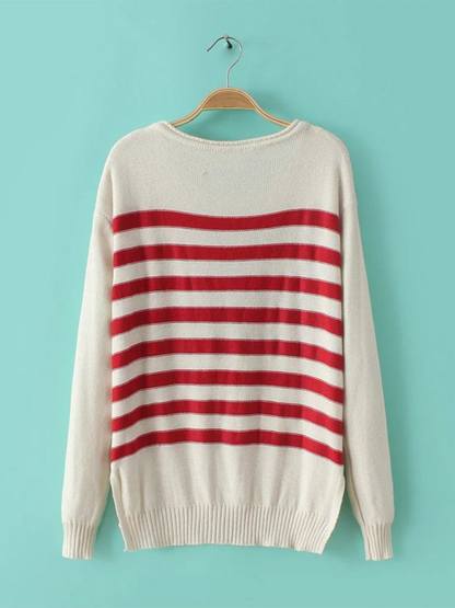 Knitting Sweaters- American Flag Knitting Sweater for Women- - Chuzko Women Clothing