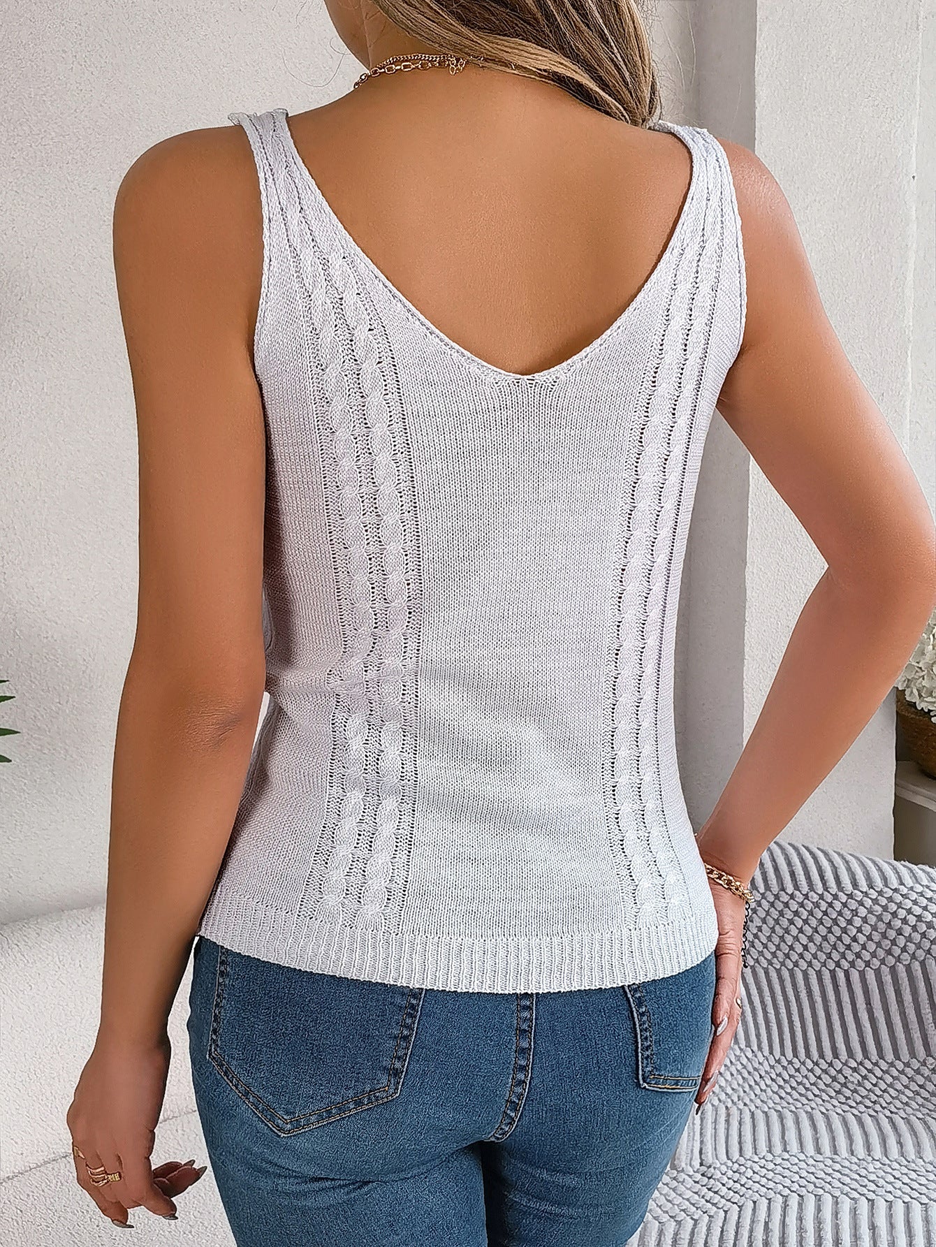 Knitting Tops- Women's Open Knitting Tank Top - Sleeveless Knit Cami for Summer- - IndioGear Fashion and Gear