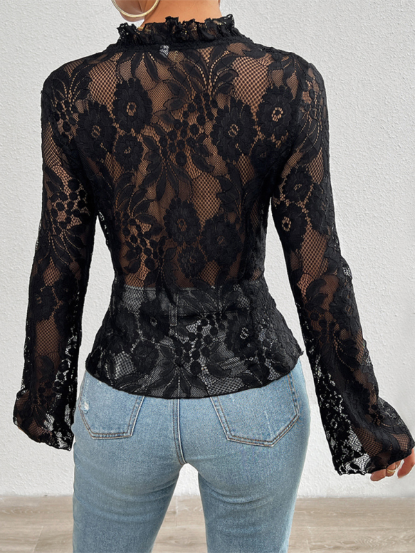 Lace Blouses- Vintage Romance Lace Tie-Up Blouse for Women- - IndioGear.com