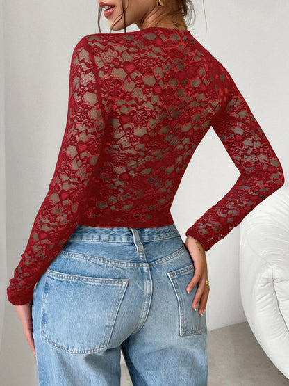 Lace Tops- Victorian Floral Lace Top- - IndioGear Women Clothing