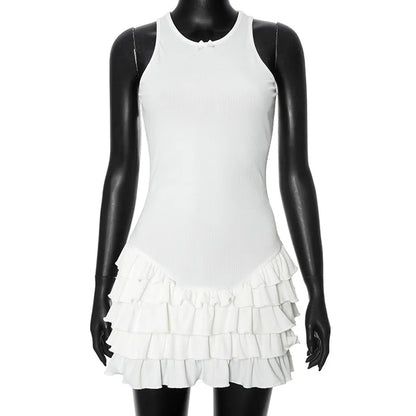 Layered Dresses- Women Layered Summer Ruffle Mini Dress- - IndioGear.com