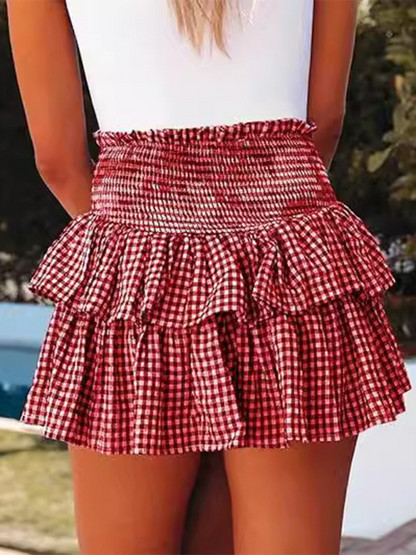 Layered Skirts- Ruffled Skirt in Classic Gingham- - IndioGear.com