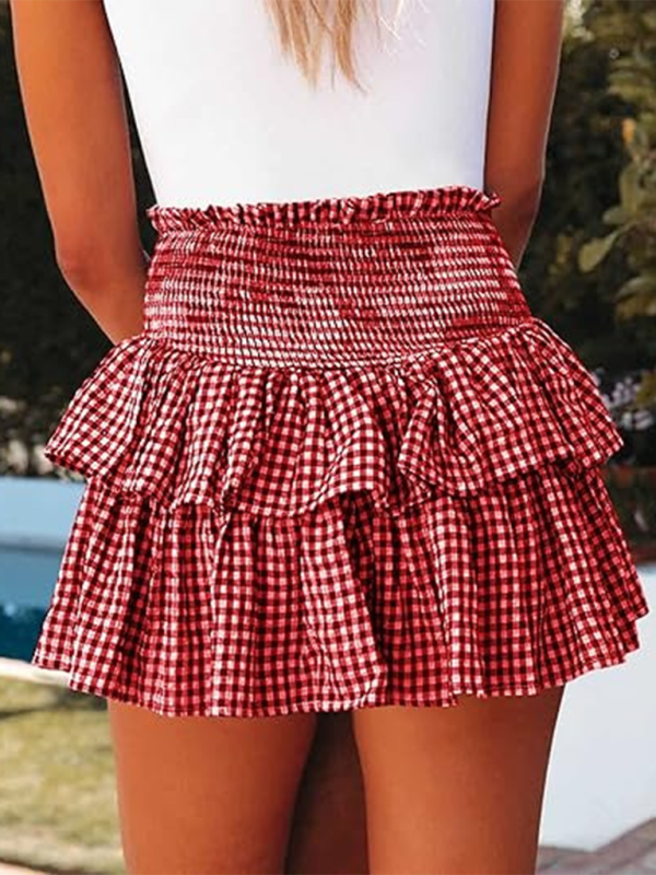 Layered Skirts- Ruffled Skirt in Classic Gingham- - IndioGear.com