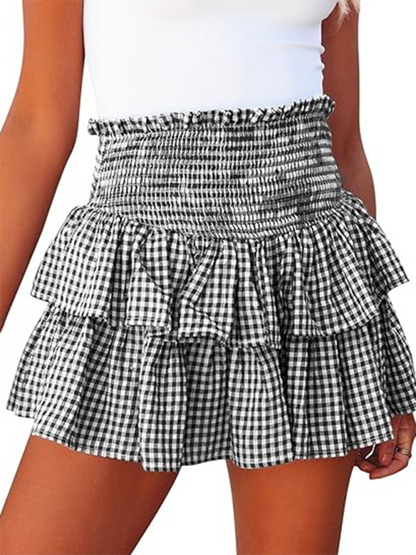 Layered Skirts- Ruffled Skirt in Classic Gingham- - IndioGear.com