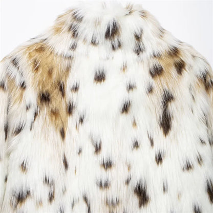 Leopard Jackets- Leopard Faux Fur Winter Jacket for Social Events- - IndioGear Women Clothing