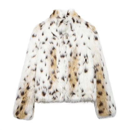 Leopard Jackets- Leopard Faux Fur Winter Jacket for Social Events- Leopard Print- IndioGear Women Clothing