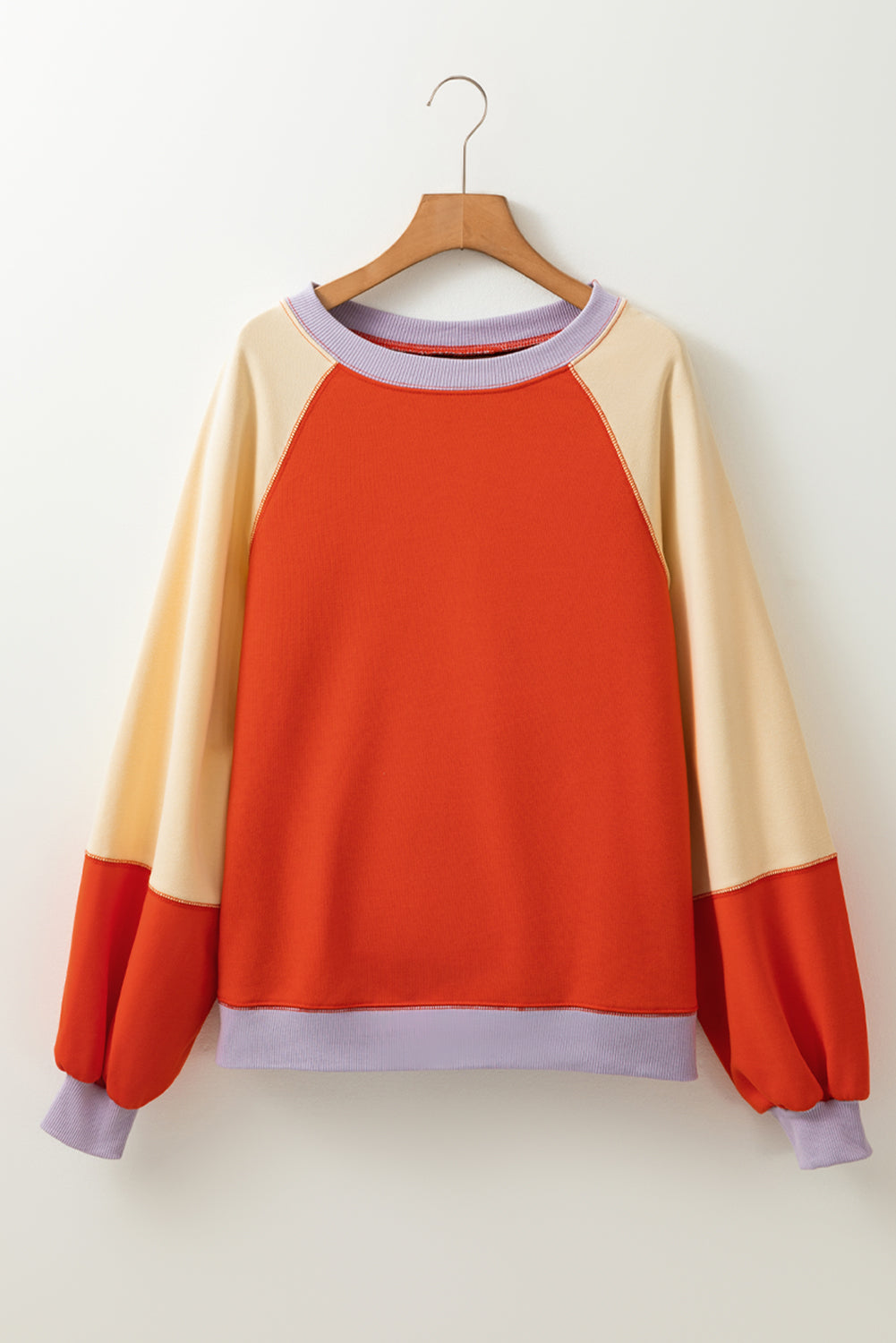 Long Sleeve Tops- Casual Color Block Loose Fit Top for Women Pullover- - IndioGear Women Clothing