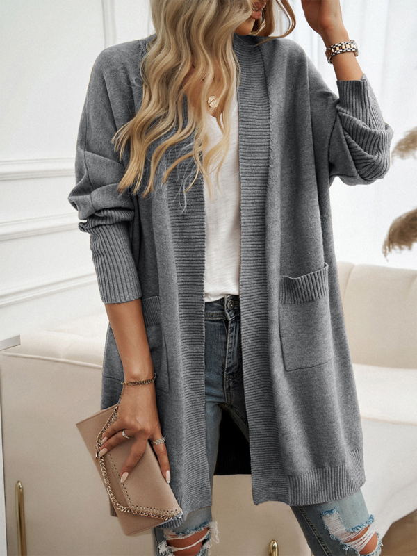 Longline Cardigans- Cozy Layer Long Cardigan with Batwing Sleeves for Women- - IndioGear.com