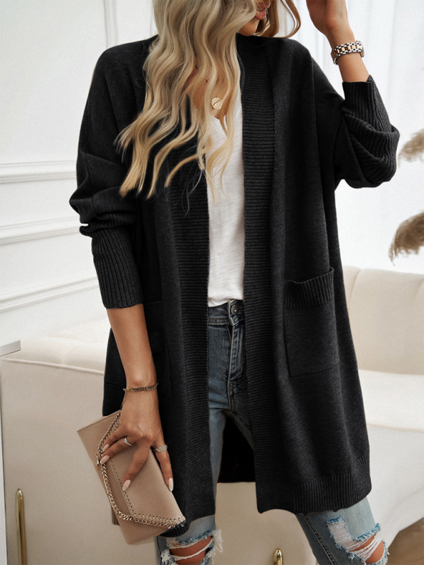 Longline Cardigans- Cozy Layer Long Cardigan with Batwing Sleeves for Women- - IndioGear.com