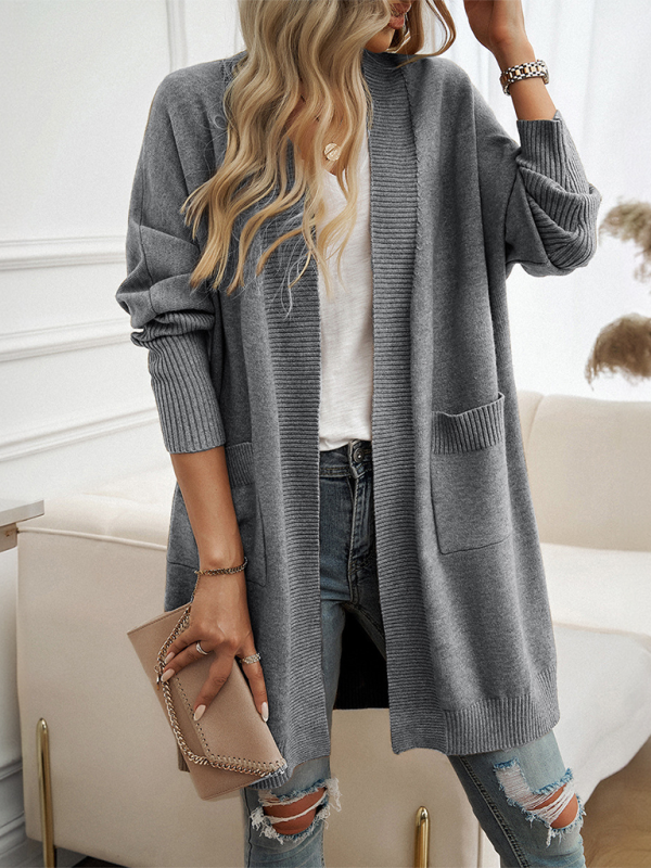 Longline Cardigans- Cozy Layer Long Cardigan with Batwing Sleeves for Women- - IndioGear.com