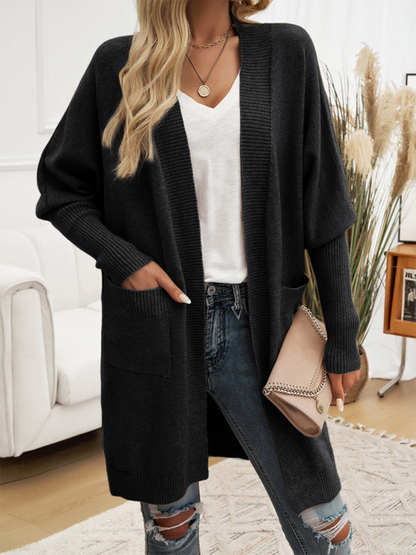 Longline Cardigans- Cozy Layer Long Cardigan with Batwing Sleeves for Women- - IndioGear.com