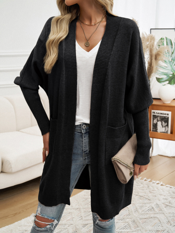 Longline Cardigans- Cozy Layer Long Cardigan with Batwing Sleeves for Women- - IndioGear.com