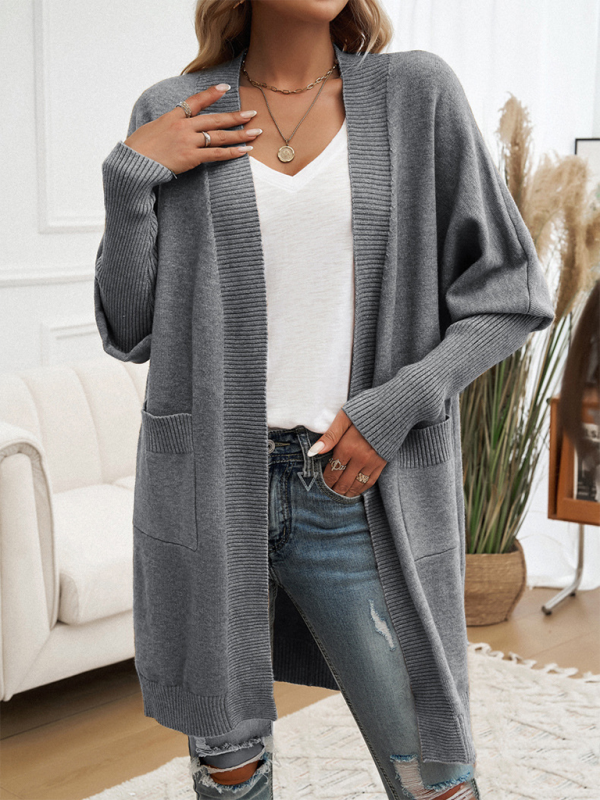 Longline Cardigans- Cozy Layer Long Cardigan with Batwing Sleeves for Women- - IndioGear.com